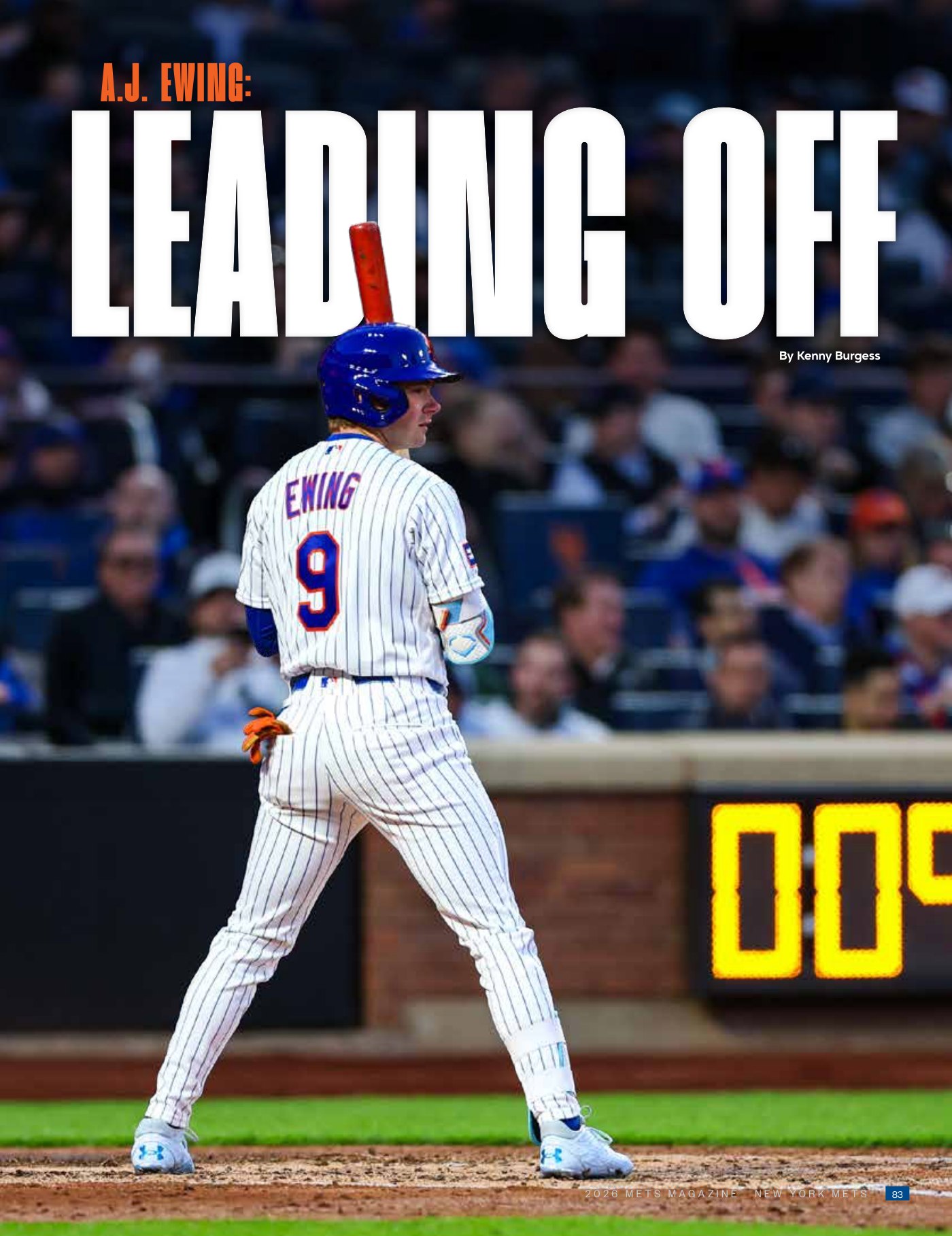 Opening spread of A.J. Ewing: Leading Off in Mets Magazine